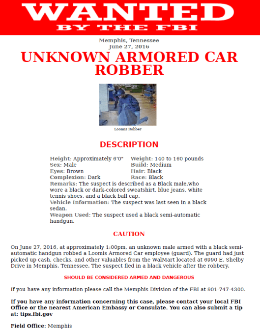 Loomis, Armored Car Robbery, Walmart,