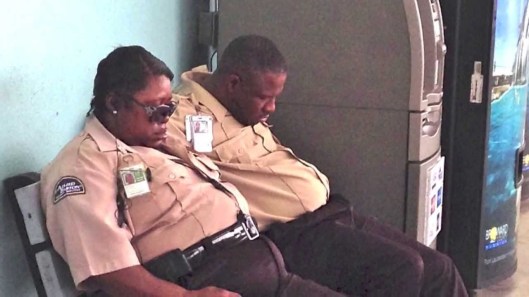 alliedbarton security guard sleeping